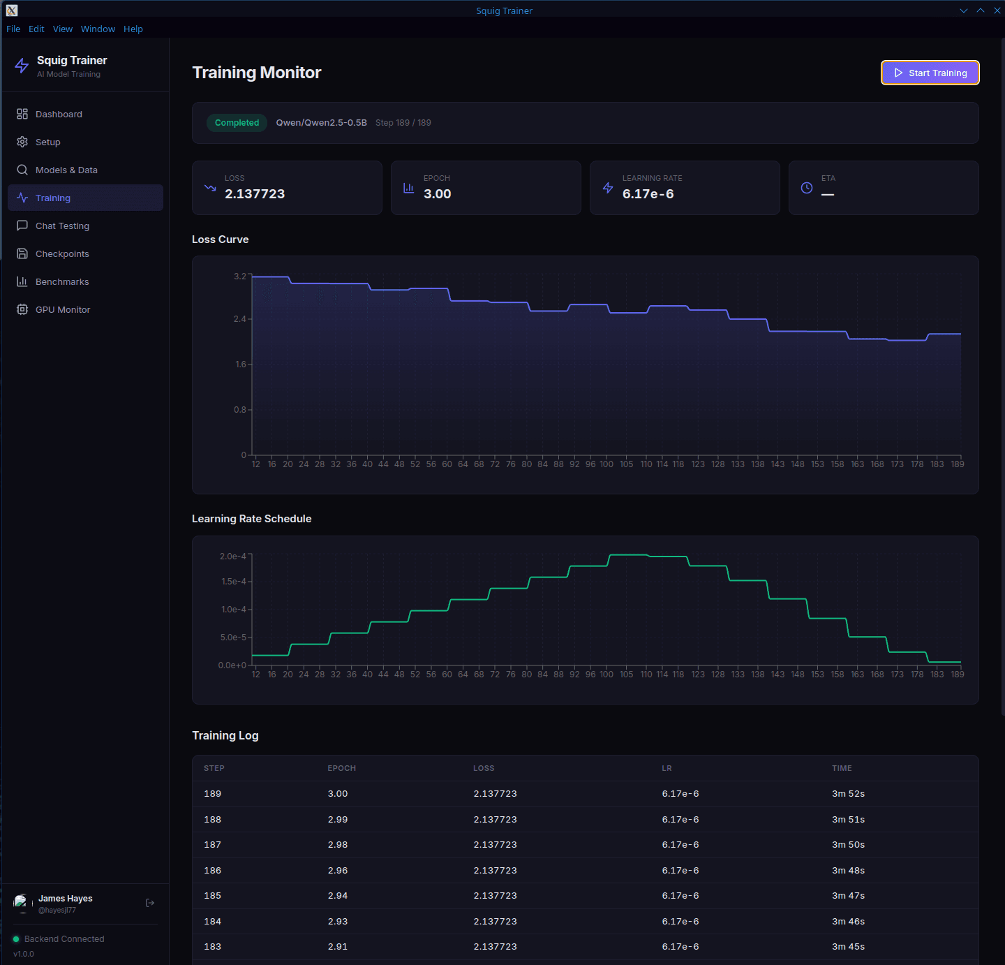 Squig Trainer — Model selection and configuration