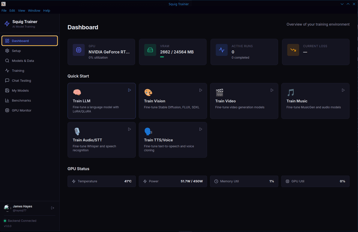 Squig Trainer — Training progress dashboard
